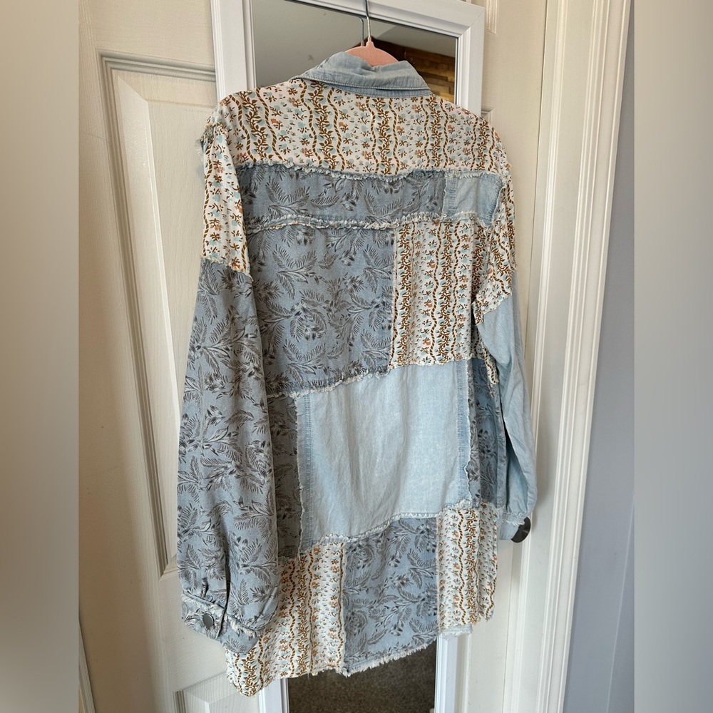 Eucpol Patchwork Denim Shirt Jacket Oversized Sma… - image 5